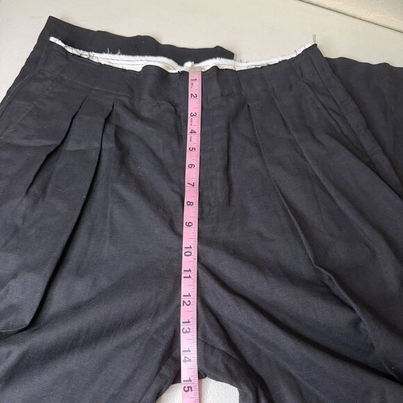 MNG by Mango Black Pleated Trouser Pants Womens 8 Contrast Trim Wide Leg Hi Rise - Picture 8 of 12